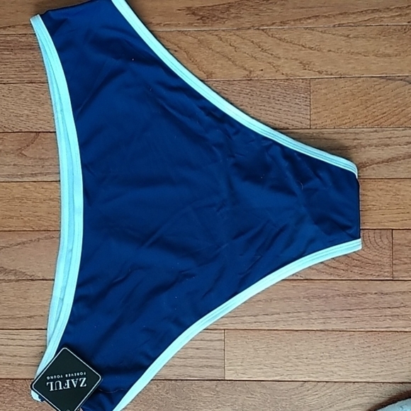 Zaful Forever Young Bikini Bottom Navy White Trim Sz 18 (2X) - Picture 2 of 6